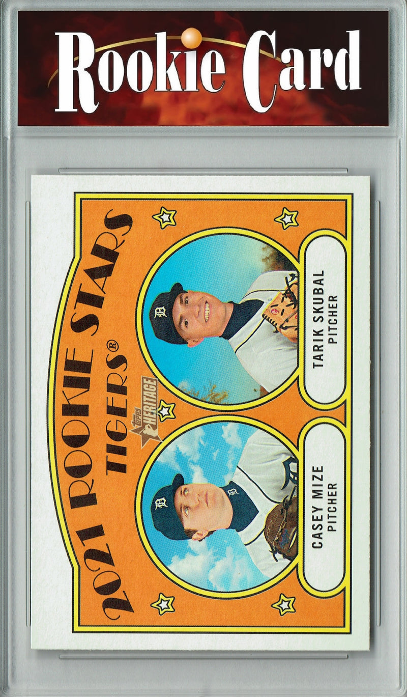 Tariq Skubal Rookie Card 2021 Topps Heritage #253 w/ Casey Mize, Certified Mint+ Condition, Los Angeles Dodgers Baseball