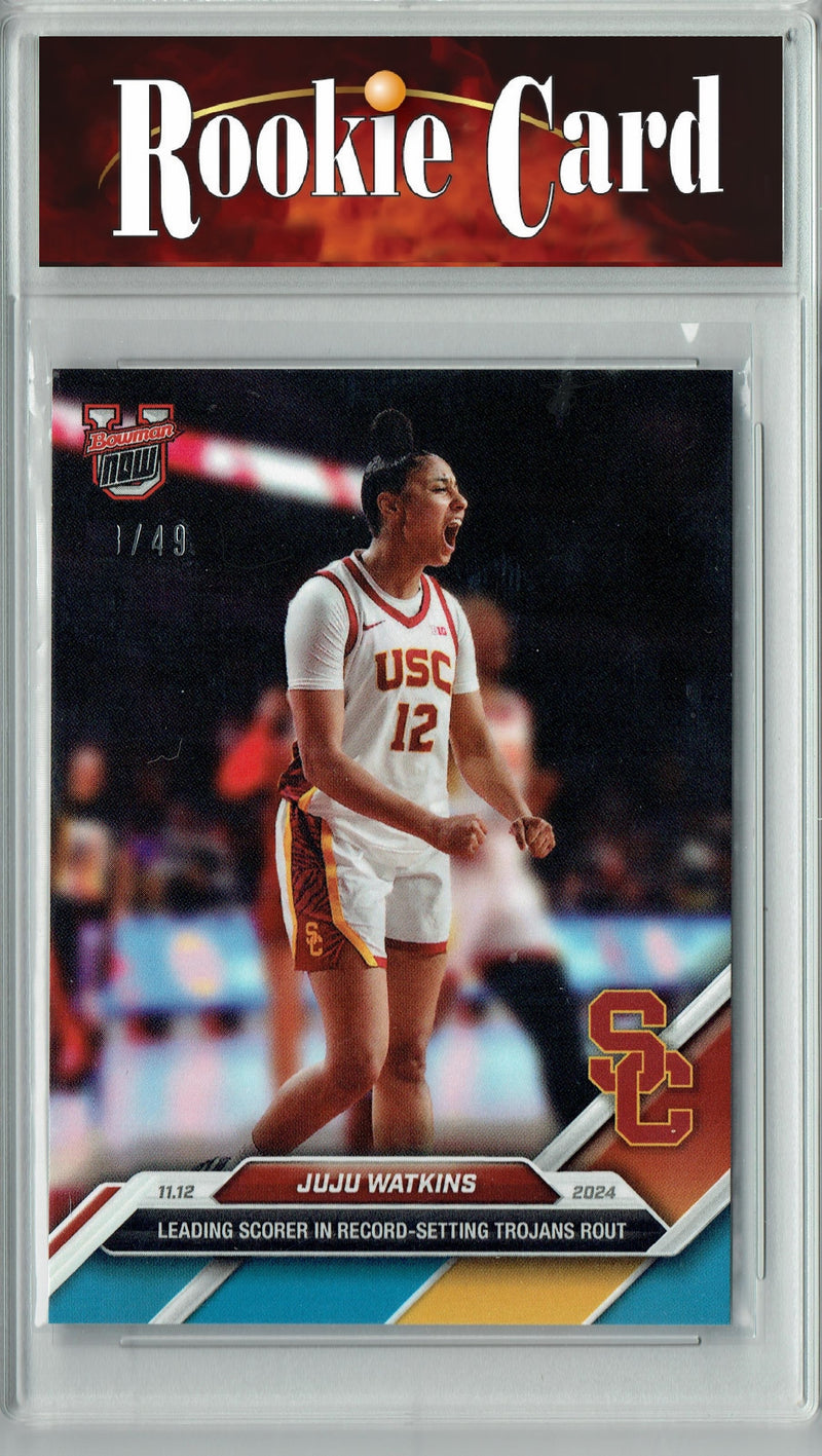 Certified Mint+ JuJu Watkins 2024 Bowman University Now #9 Blue SP, 49 Made Rookie Card USC Trojans
