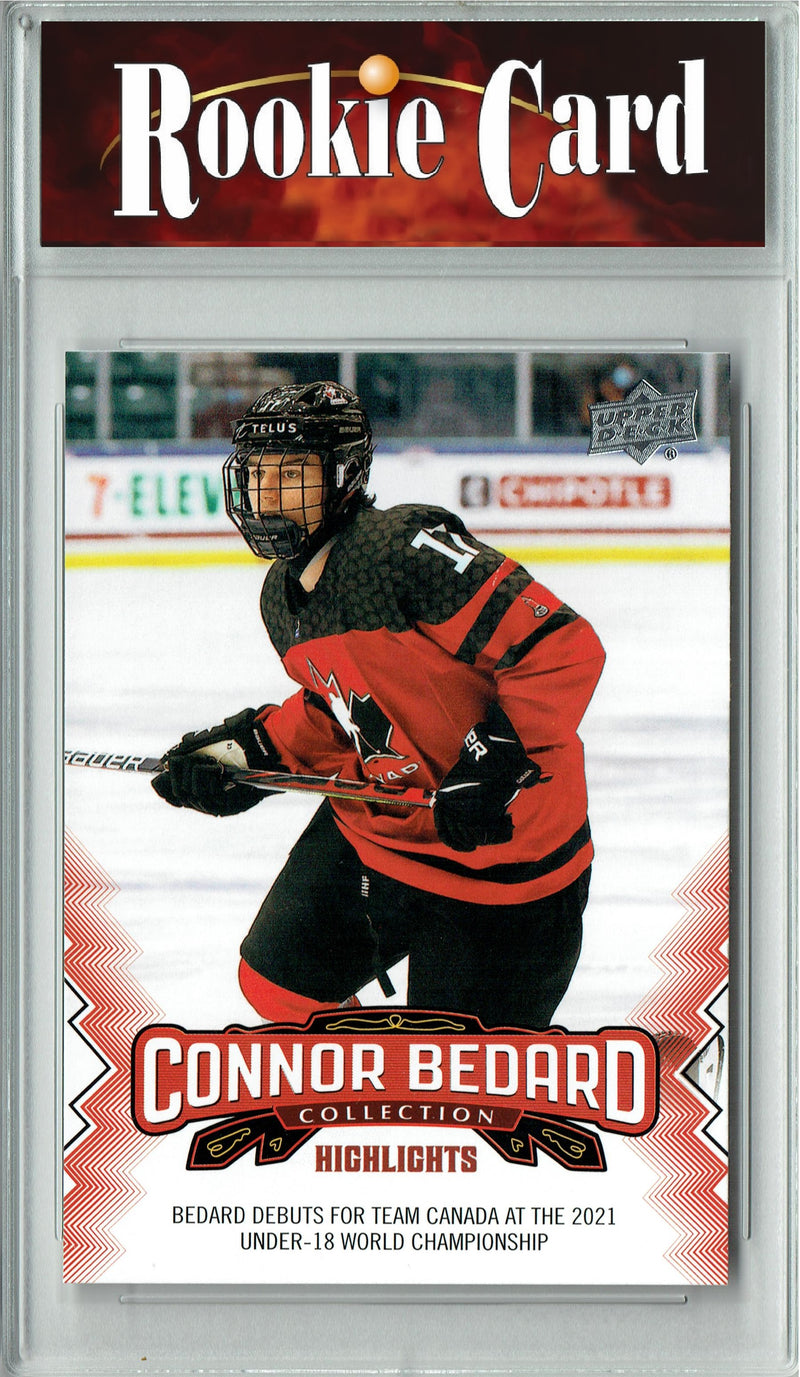 Certified Mint+ 2023 Upper Deck Connor Bedard Collection #1 Canada Debut Rookie Card Chicago Blackhawks
