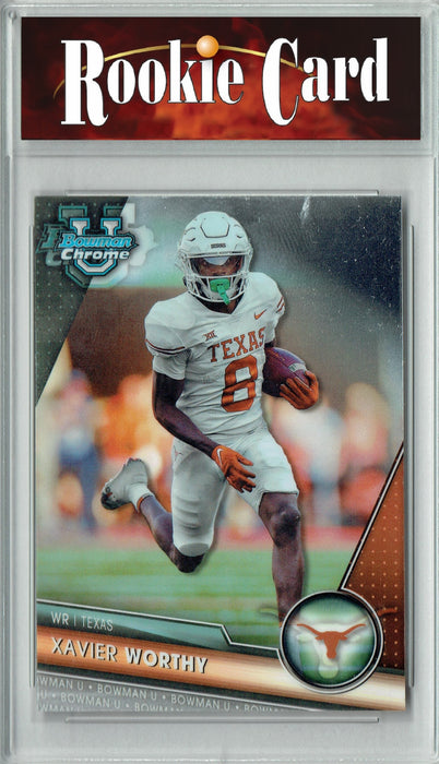 Certified Mint+ Xavier Worthy 2023 Bowman University Chrome #155 Kansas City Chiefs Rookie Card Kansas City Chiefs