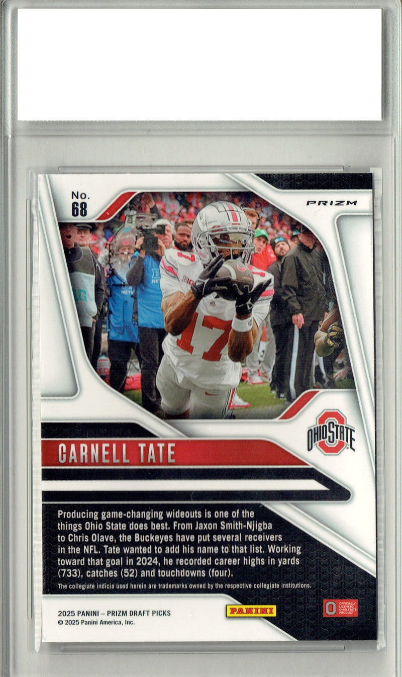 Certified Mint+ Carnell Tate 2025 Prizm #68 Rated Rookie Card Ohio State