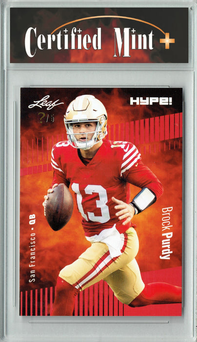 Certified Mint+ Brock Purdy 2023 Leaf HYPE! #105 Red SP, Just 5 Made Rare Trading Card