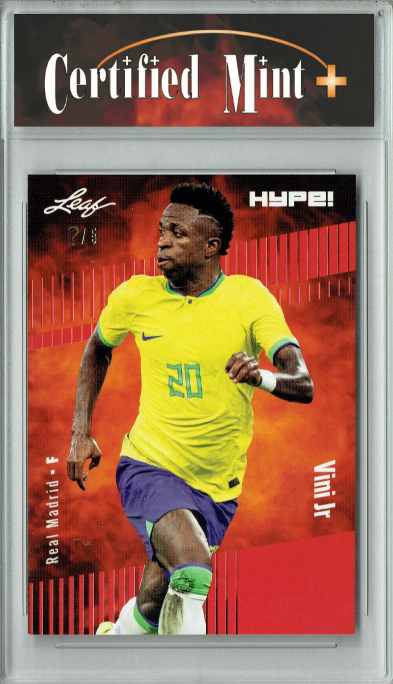 Certified Mint+ Vinicius Vini Junior 2023 Leaf HYPE #138 Red SP, Just 5 Made Trading Card Real Madrid & Brazil National Team
