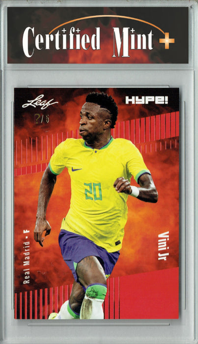 Certified Mint+ Vinicius Vini Junior 2023 Leaf HYPE! #138 Red SP, Just 5 Made Trading Card