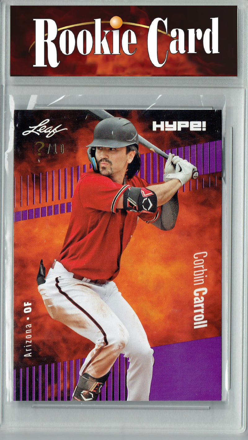 Certified Mint+ Corbin Carroll 2023 Leaf HYPE #109 Purple SP, Just 10 Made Rookie Card Arizona Diamondbacks