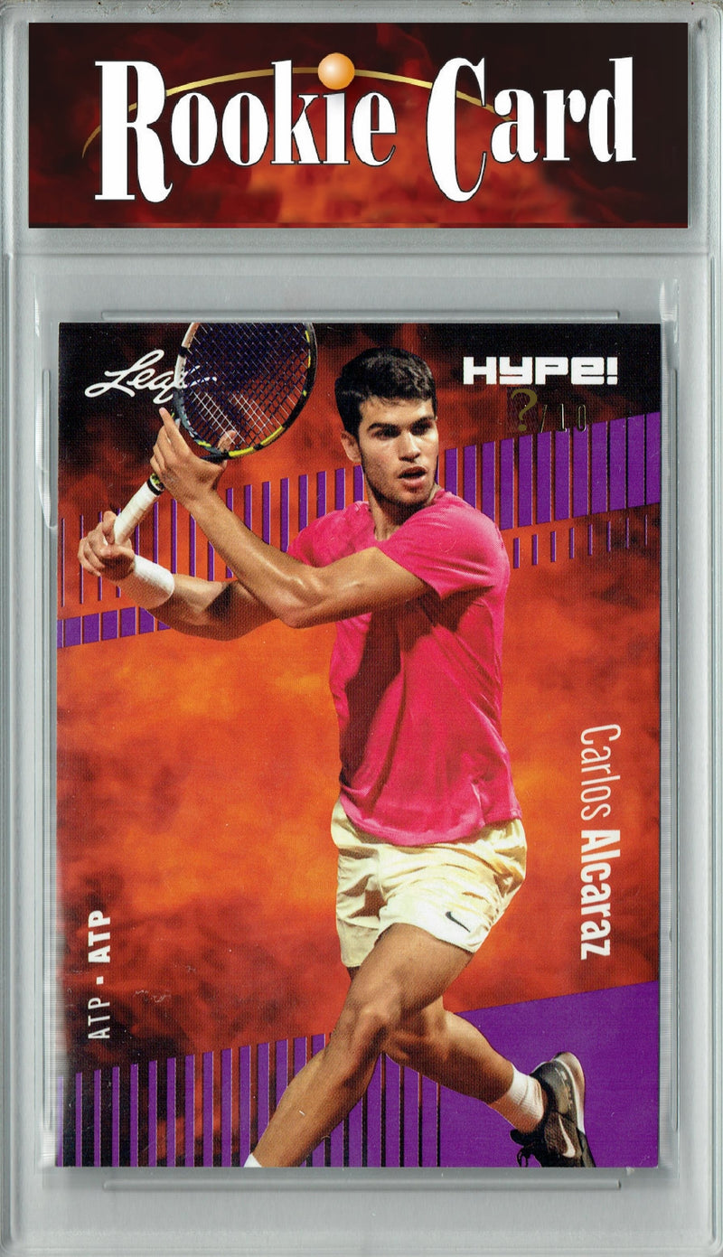 Certified Mint+ Carlos Alcaraz 2023 Leaf HYPE #108 Purple SP, Just 10 Made Rare Trading Card