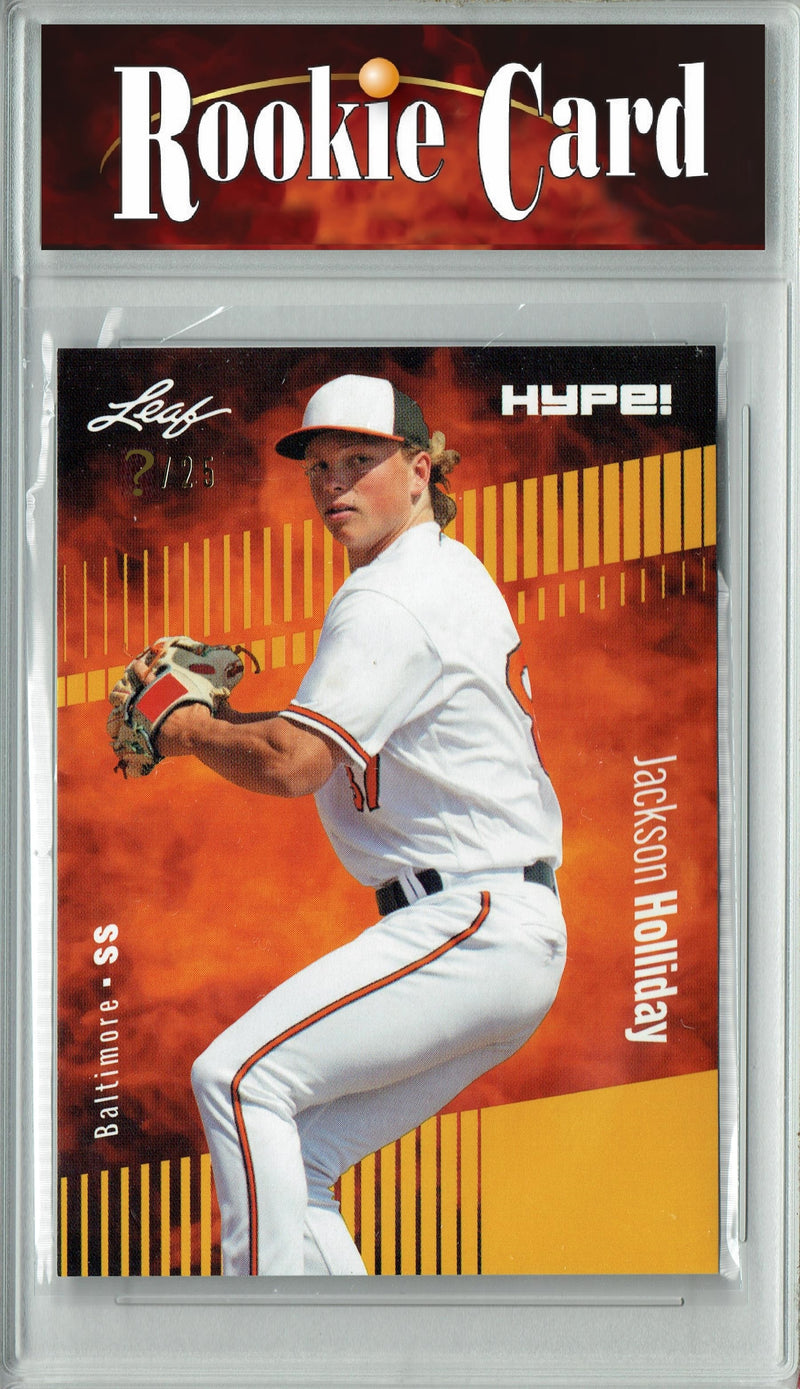 Certified Mint+ Jackson Holliday 2023 Leaf HYPE #124A Gold SP, Just 25 Made Rookie Card Baltimore Orioles