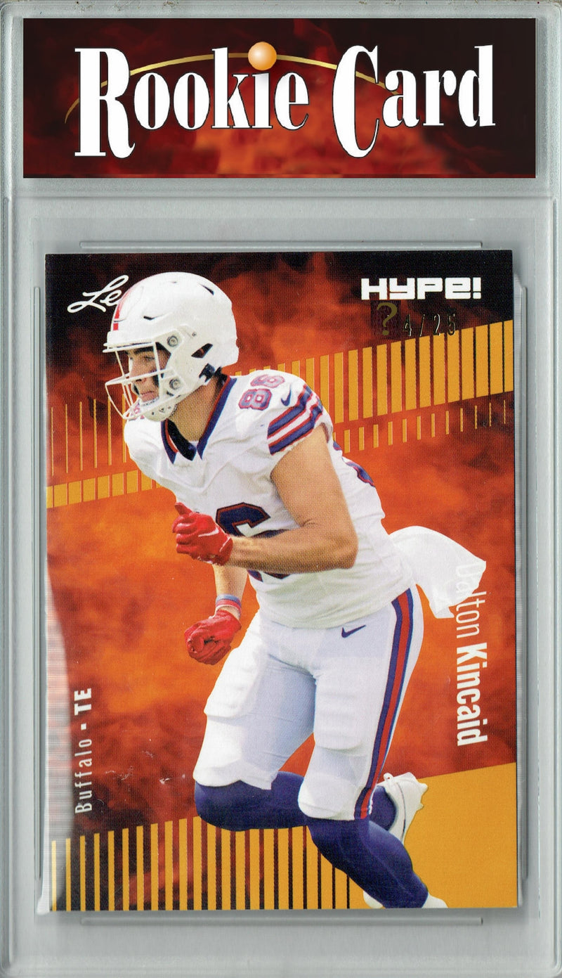 Dalton Kincaid Rookie Card Buffalo Football Trading Card 2023 Leaf HYPE! #111 Gold SP Just 25 Made  Certified Mint+