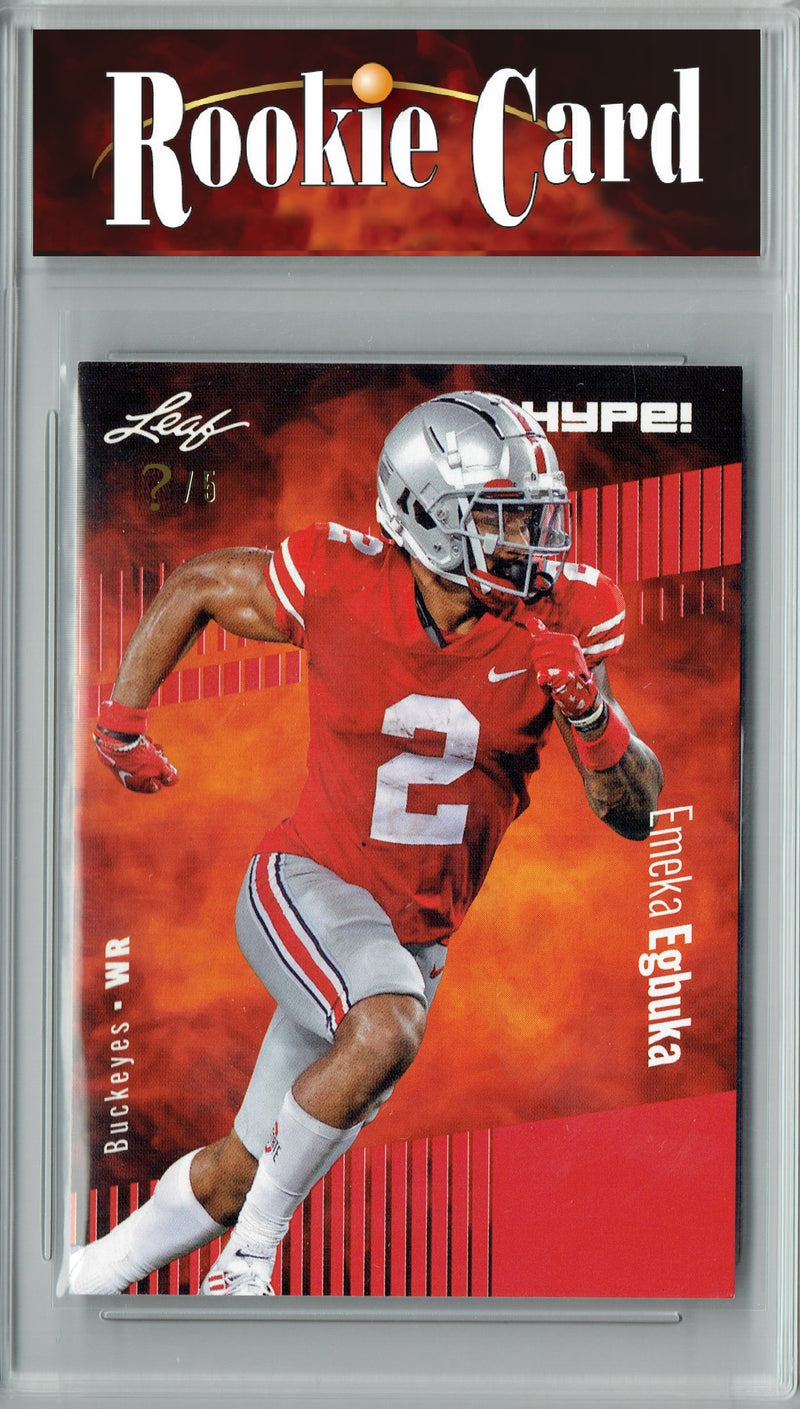 Emeka Egbuka Rookie Card Ohio State Buckeyes Football Trading Card 2023 Leaf HYPE! #116 Red SP Just 5 Made  Certified Mint+