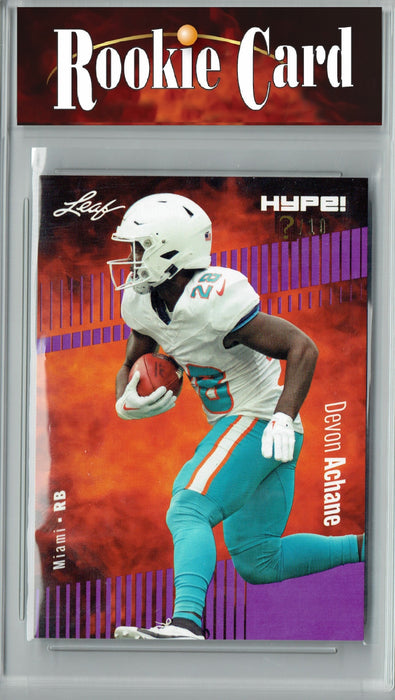 Certified Mint+ Devon Achane 2023 Leaf HYPE! #113 Purple SP, Just 10 Made Rookie Card