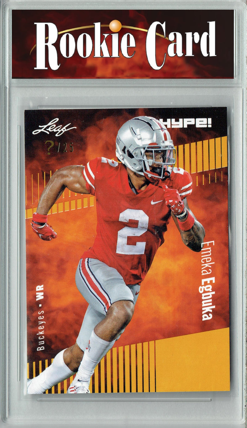 Emeka Egbuka Rookie Card Ohio State Buckeyes Football Trading Card 2023 Leaf HYPE! #116 Gold SP Just 25 Made  Certified Mint+