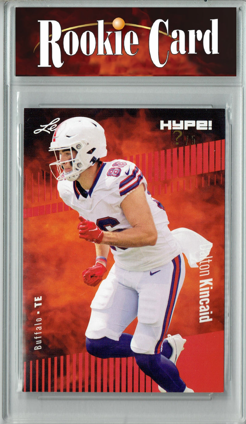 Dalton Kincaid Rookie Card Buffalo Football Trading Card 2023 Leaf HYPE! #111 Red SP Just 5 Made  Certified Mint+