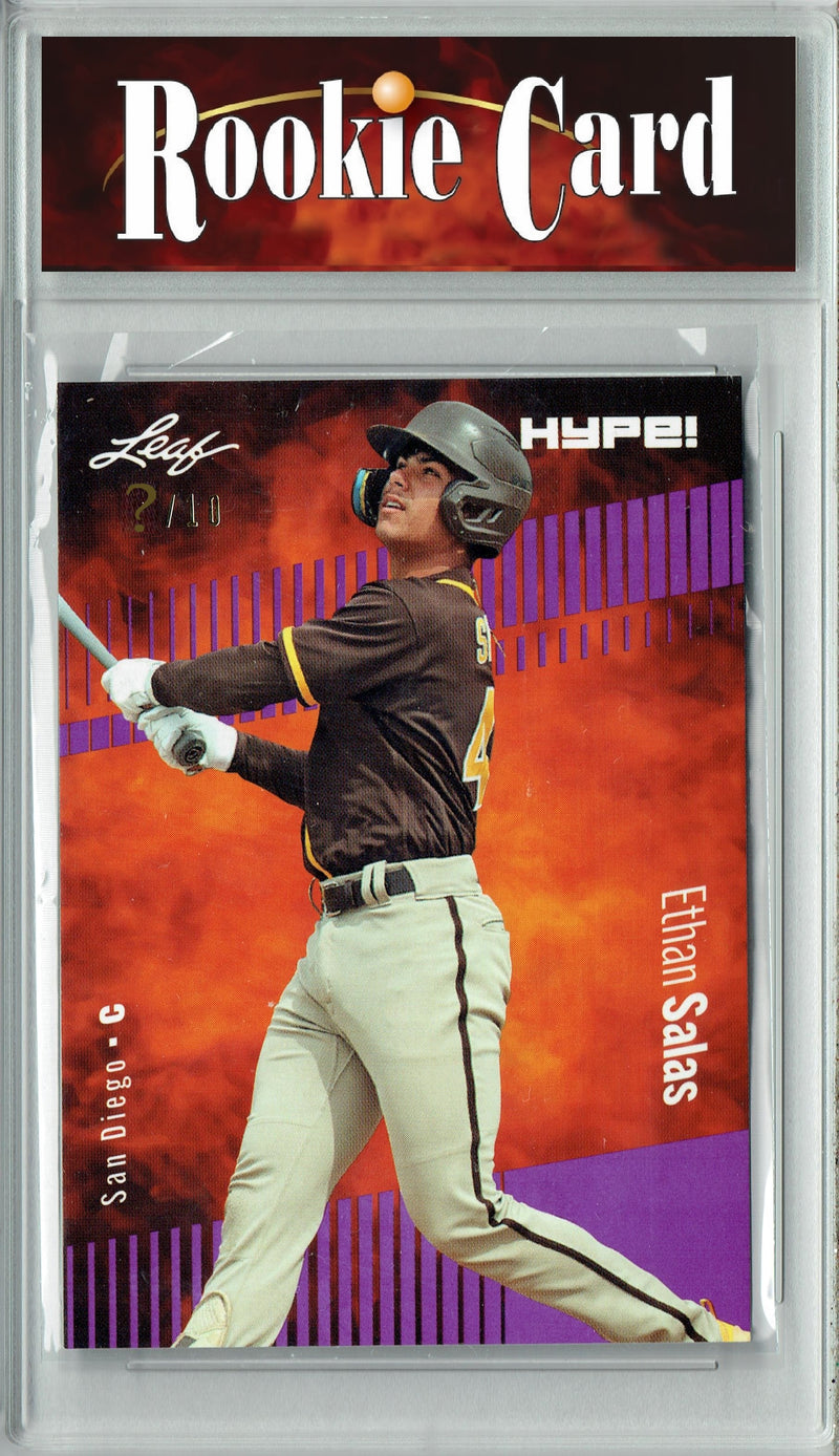 Certified Mint+ Ethan Salas 2023 Leaf HYPE #119 Purple SP, Just 10 Made Rookie Card San Diego Padres