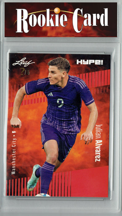 Certified Mint+ Julian Alvarez 2023 Leaf HYPE! #129 Red SP, Just 5 Made Rookie Card