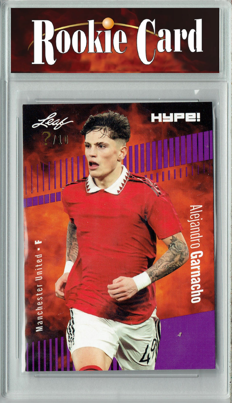Certified Mint+ Alejandro Garnacho 2023 Leaf HYPE #99A Purple SP, Just 10 Made Rookie Card Manchester United