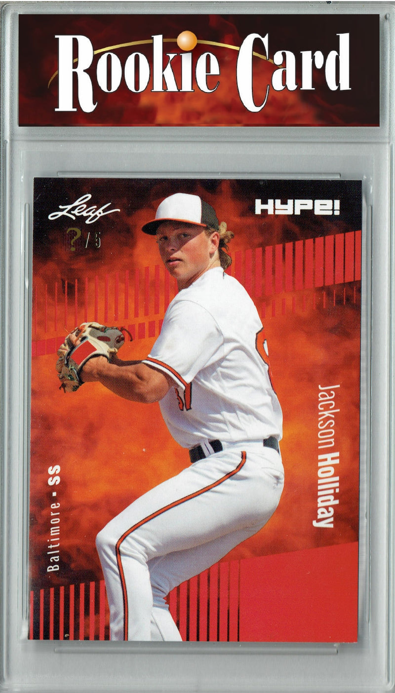 Certified Mint+ Jackson Holliday 2023 Leaf HYPE #124A Red SP, Just 5 Made Rookie Card Baltimore Orioles