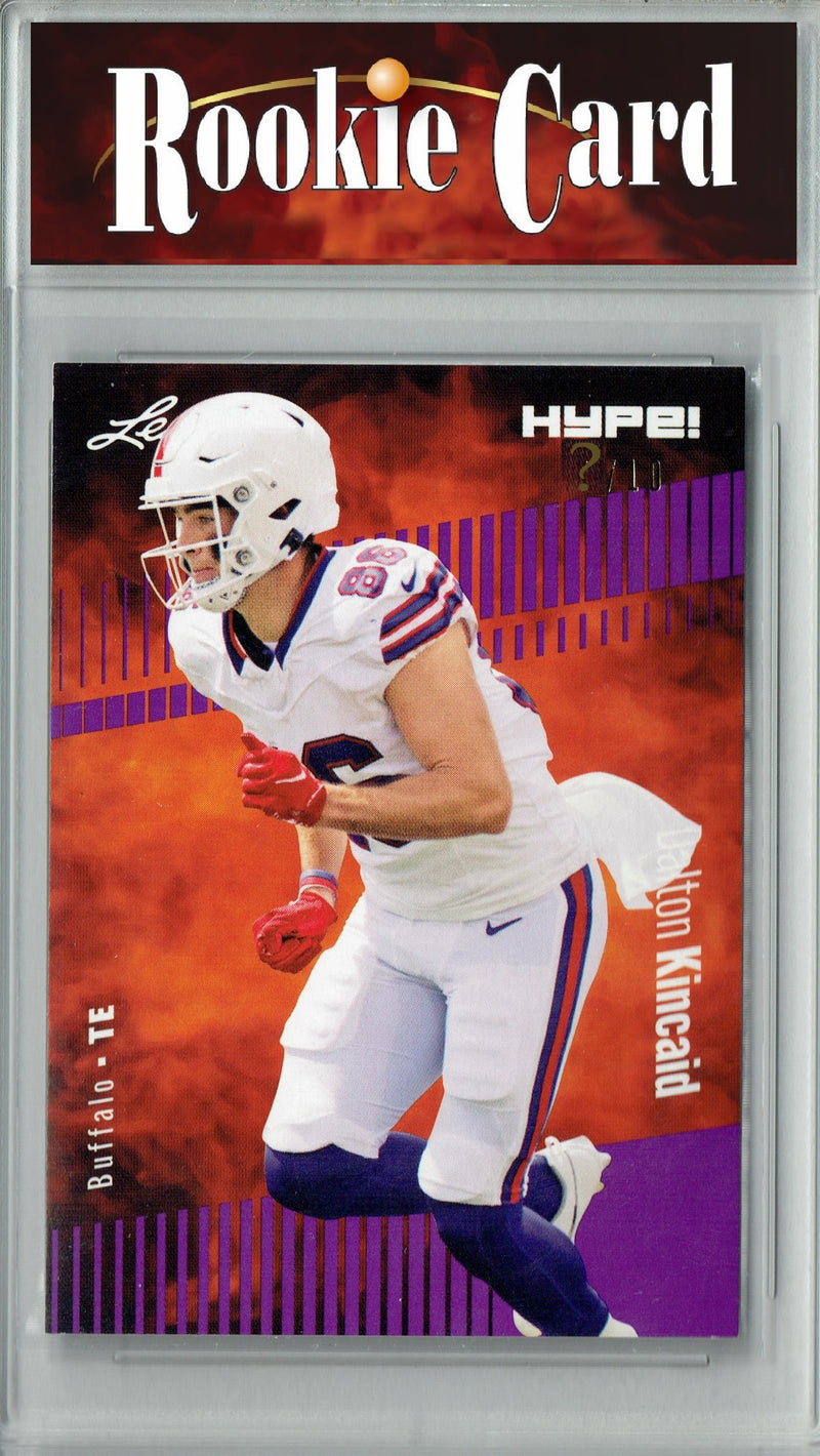 Dalton Kincaid Rookie Card Buffalo Football Trading Card 2023 Leaf HYPE! #111 Purple SP Just 10 Made  Certified Mint+