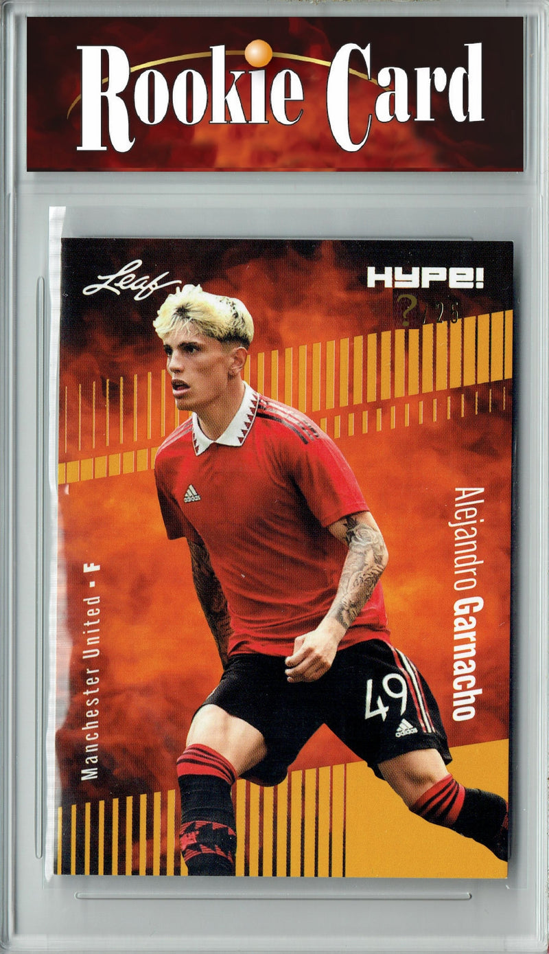Certified Mint+ Alejandro Garnacho 2023 Leaf HYPE #99 Gold SP, Just 25 Made Rookie Card Manchester United
