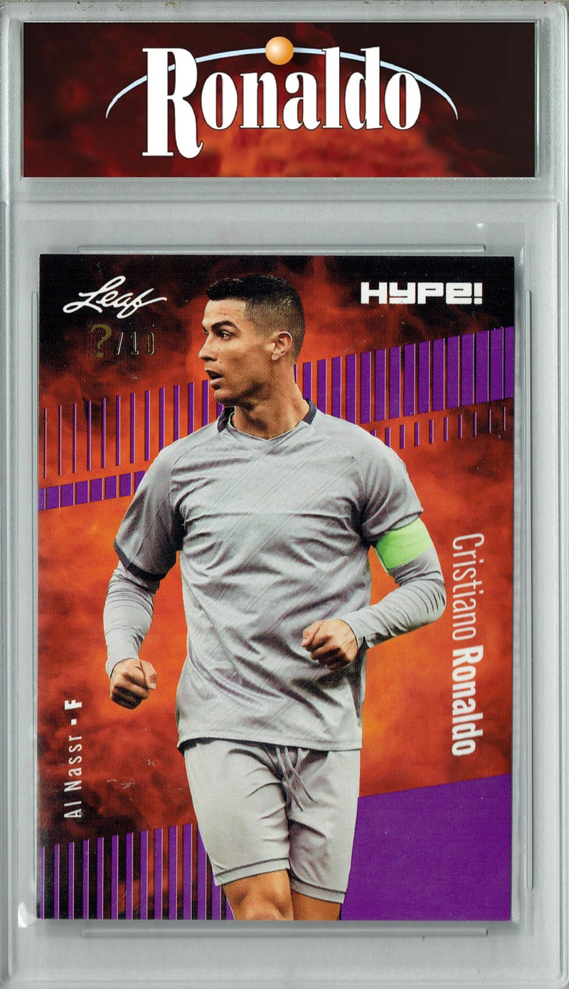 Certified Mint+ Cristiano Ronaldo 2023 Leaf HYPE #110 Purple SP, Just 10 Made Trading Card