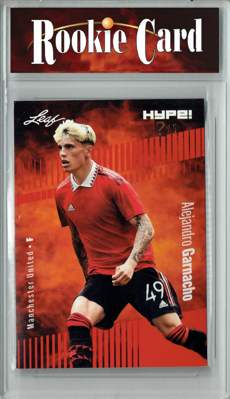 Certified Mint+ Alejandro Garnacho 2023 Leaf HYPE #99 Red SP, Just 5 Made Rookie Card Manchester United
