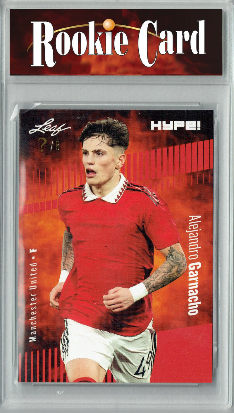 Certified Mint+ Alejandro Garnacho 2023 Leaf HYPE #99A Red SP, Just 5 Made Rookie Card Manchester United