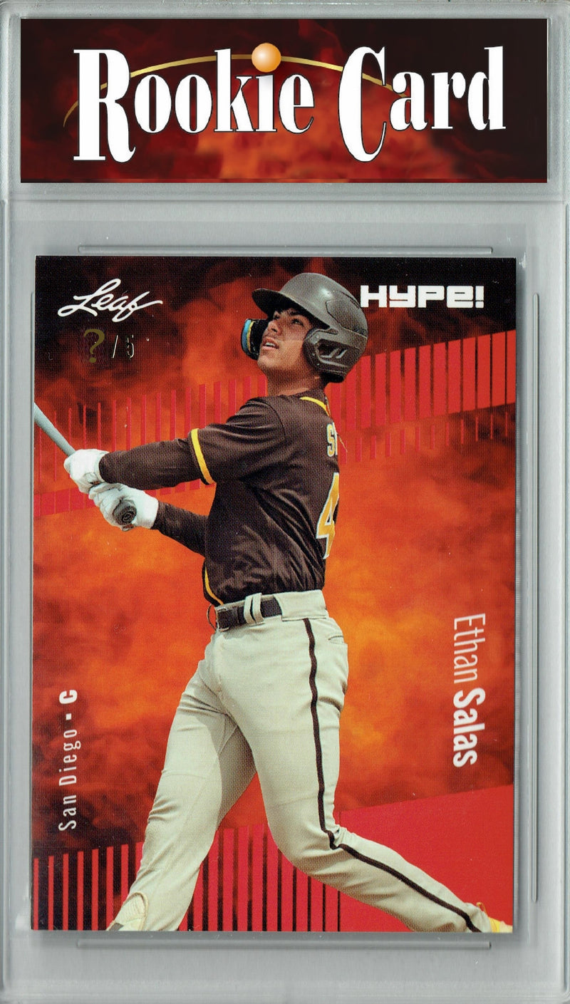 Certified Mint+ Ethan Salas 2023 Leaf HYPE #119 Red SP, Just 5 Made Rookie Card San Diego Padres