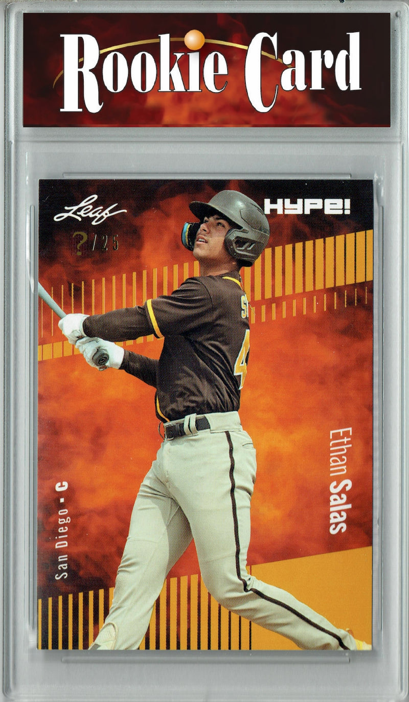 Certified Mint+ Ethan Salas 2023 Leaf HYPE #119 Gold SP, Just 25 Made Rookie Card San Diego Padres
