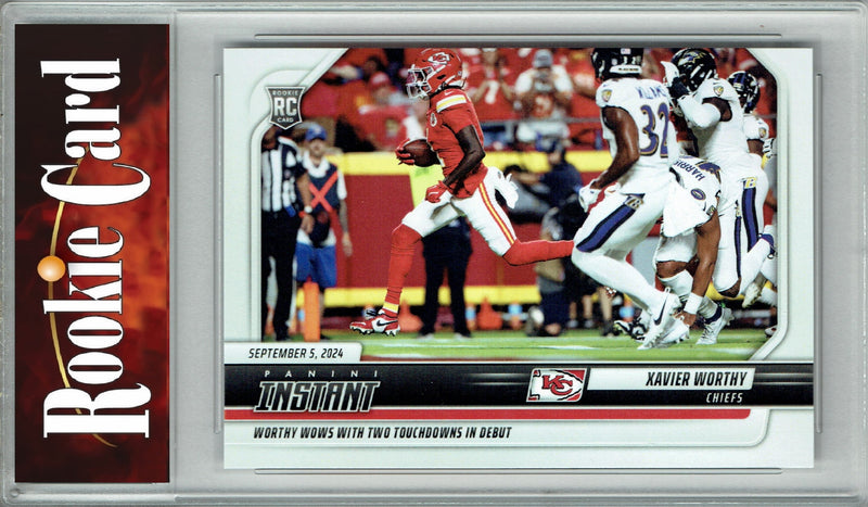 Certified Mint+ Xavier Worthy 2024 Panini Instant #23 2 TDs in Debut Rookie Card Kansas City Chiefs