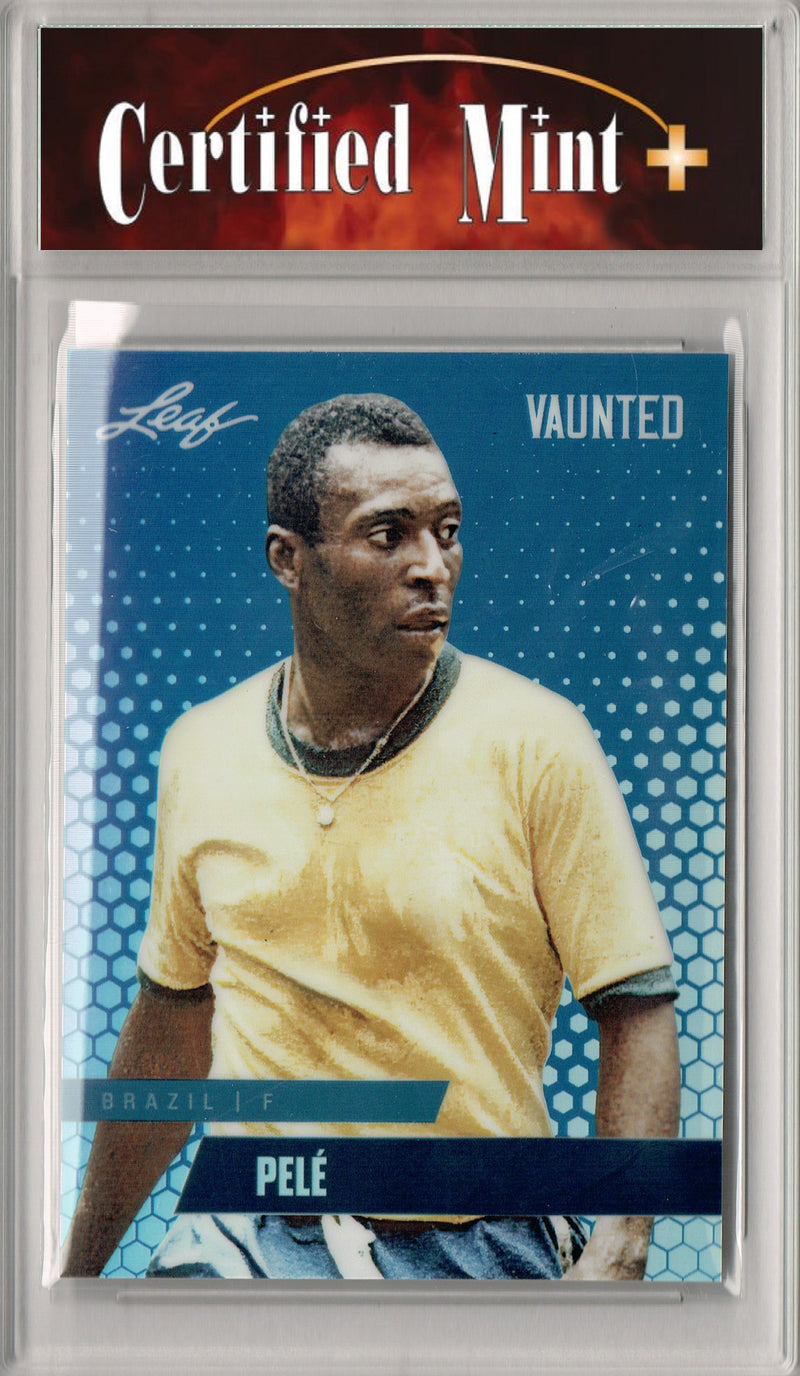 Certified Mint+ Pele 2024 Leaf Vaunted Metal #VM-14 Blue 20 Made Rare Trading Card Brazil