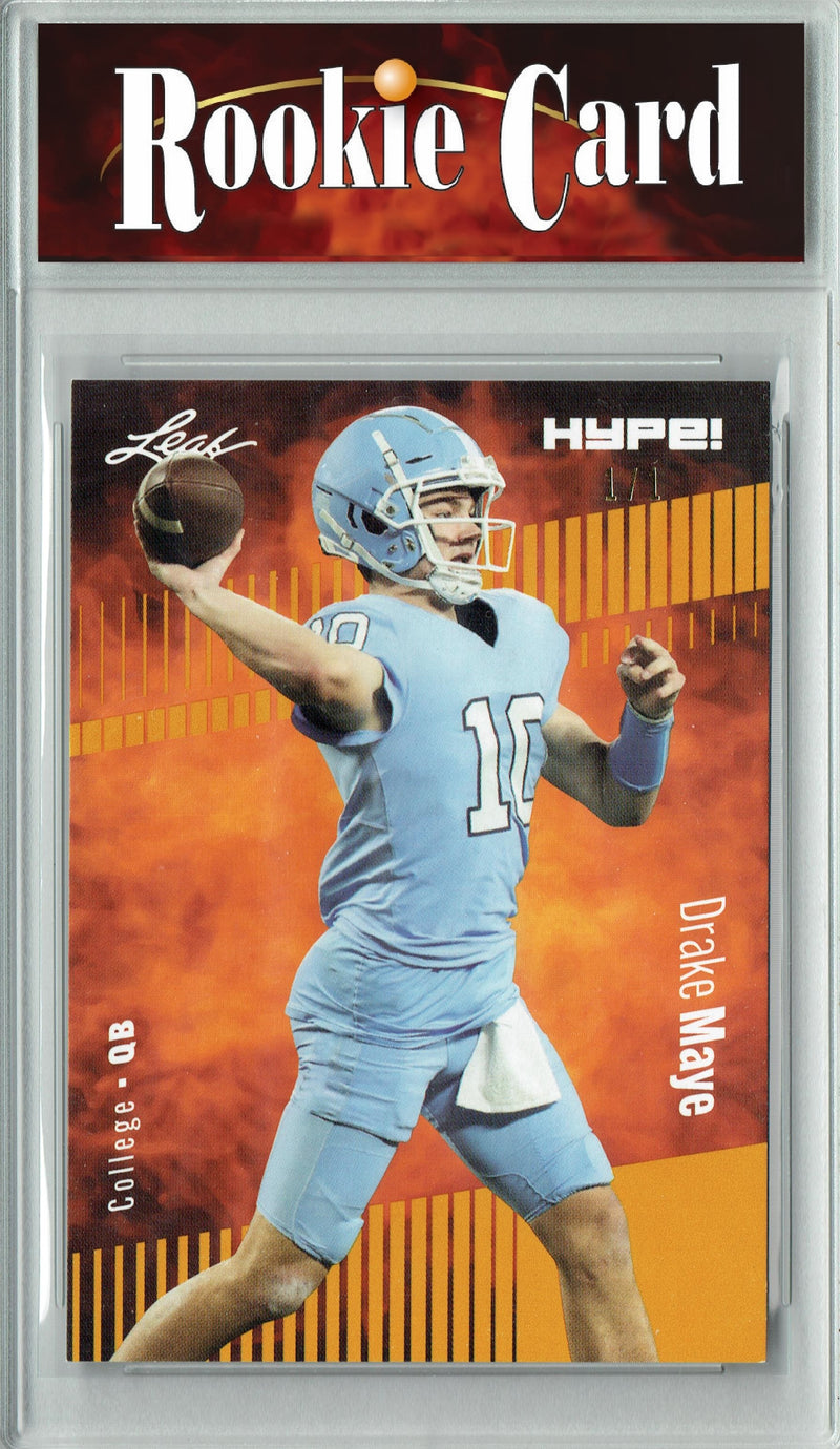 Drake Maye Rookie Card New England Football Trading Card 2023 Leaf HYPE! #114 Gold SP Just 25 Made  Certified Mint+