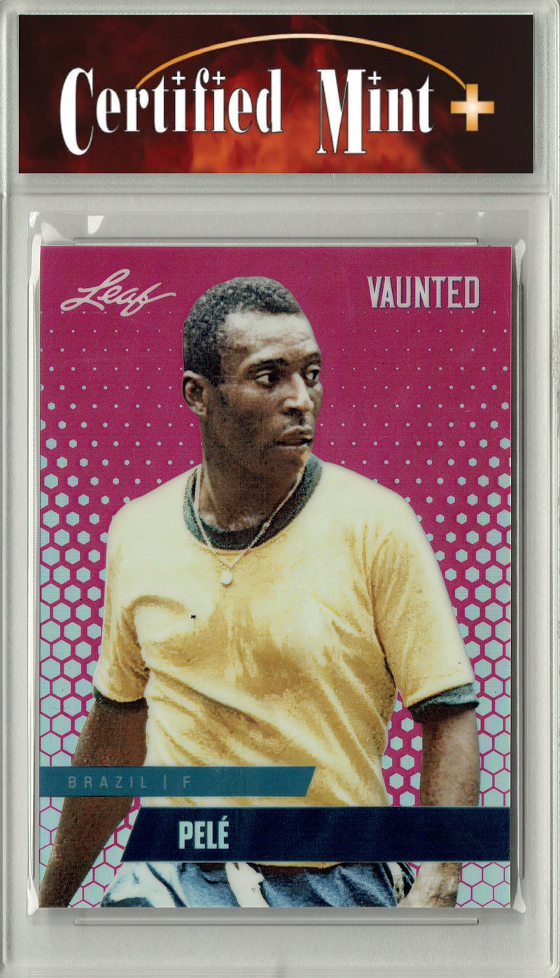 Certified Mint+ Pele 2024 Leaf Vaunted Metal #VM-14 Pink 10 Made Rare Trading Card Brazil