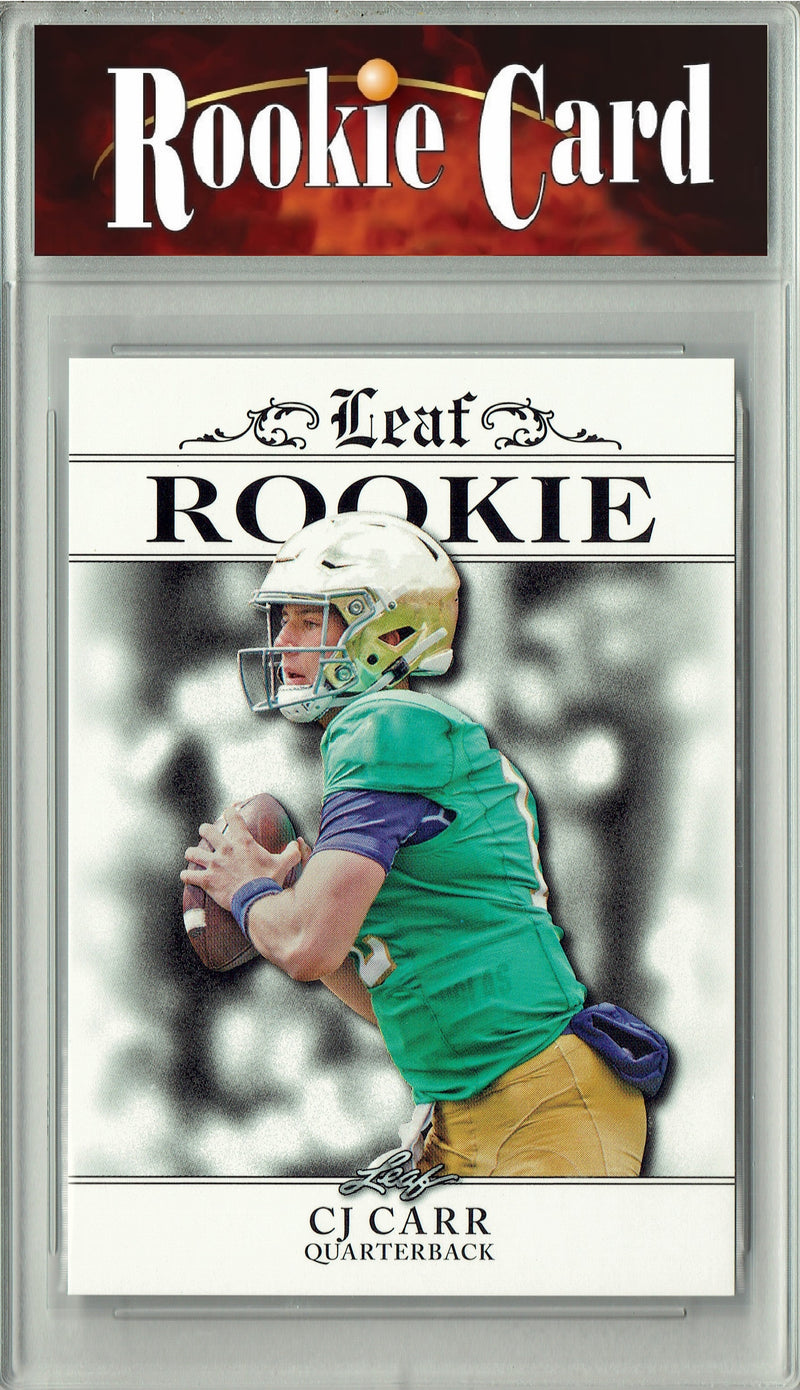 C.J. Carr Rookie Card Notre Dame Football Trading Card 2024 Leaf #RA-09 Prized Rookie  Certified Mint+
