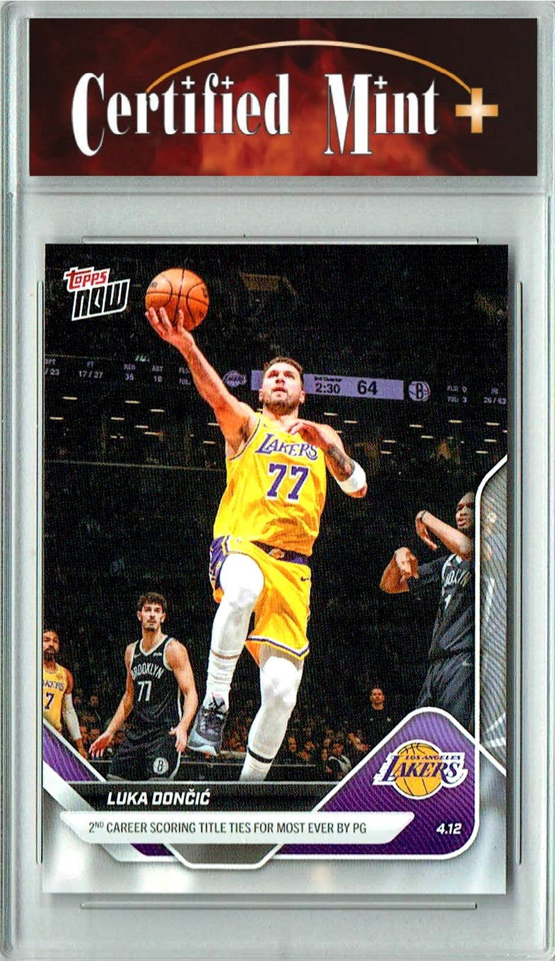 Certified Mint+ Luka Doncic 2025 Topps Now #256 2nd Scoring Title Rare Trading Card Los Angeles Lakers