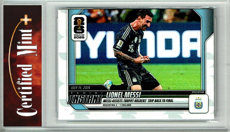 Lionel Messi Trading Card 2026 Panini Instant #235 Assists Back to Final, Certified Mint+ Condition, Argentina Soccer