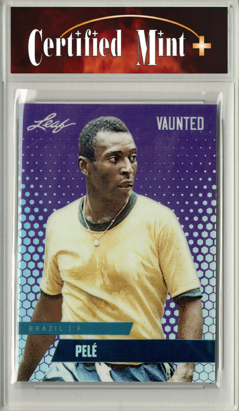 Certified Mint+ Pele 2024 Leaf Vaunted Metal #VM-14 Purple 15 Made Rare Trading Card Brazil