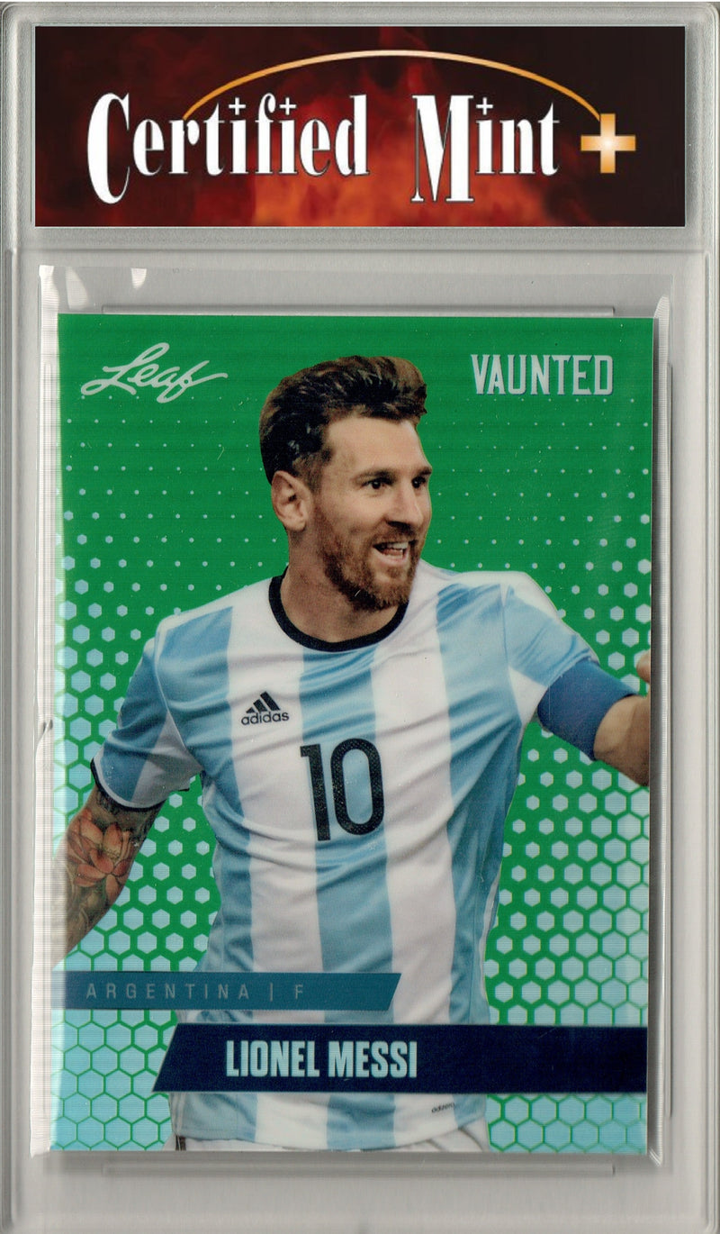 Certified Mint+ Lionel Messi 2024 Leaf Vaunted Metal #VM-11 Green 5 Made Rare Trading Card Argentina