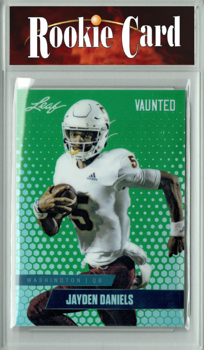 Certified Mint+ Jayden Daniels 2024 Leaf Vaunted Metal #VM-07 Green 5 Made Rookie Card Washington Commanders