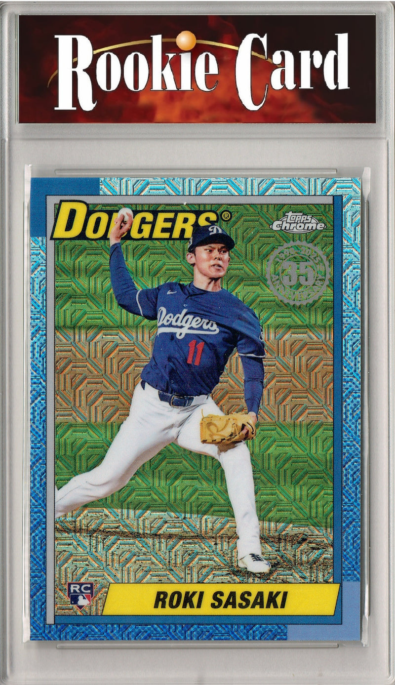 Certified Mint+ Roki Sasaki 2025 Topps Chrome #135 Mojo Refractor Rookie Card Los Angeles Dodgers