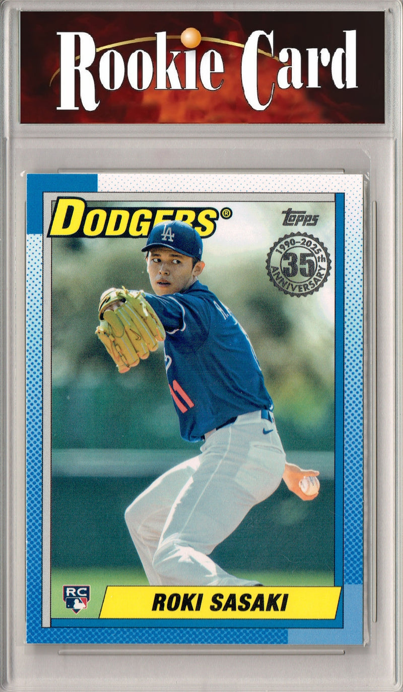 Certified Mint+ Roki Sasaki 2025 Topps #90B2-37 1990 Throwback Rookie Card Los Angeles Dodgers