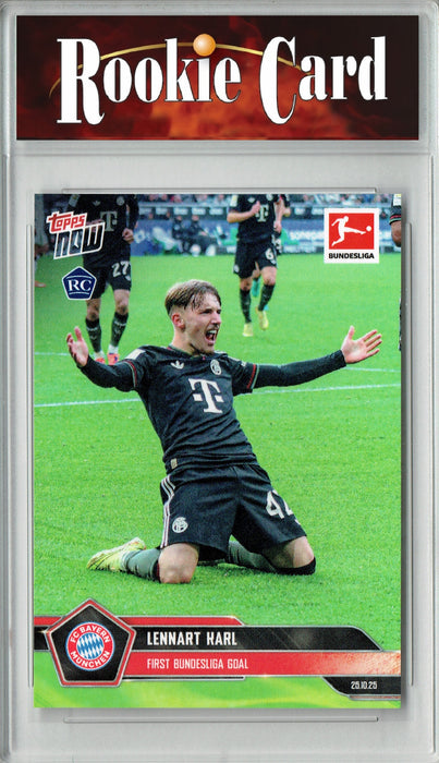 Certified Mint+ Lennart Karl 2025 Topps Now #5 1st Bundesliga Goal Rookie Card FC Bayern Munchen