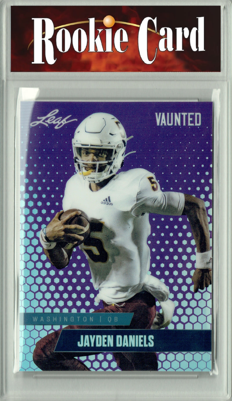 Jayden Daniels Rookie Card Washington Football Trading Card 2024 Leaf Vaunted Metal #VM-07 Purple 15 Made  Certified Mint+