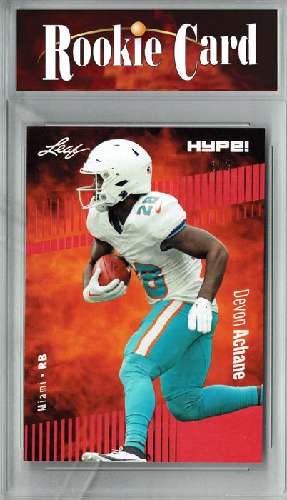 Certified Mint+ Devon Achane 2023 Leaf HYPE! #113 Red SP, Just 5 Made Rookie Card