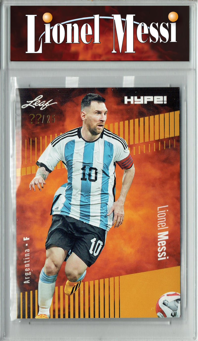 Certified Mint+ Lionel Messi 2023 Leaf HYPE #130 Gold SP, Just 25 Made Rare Trading Card Argentina
