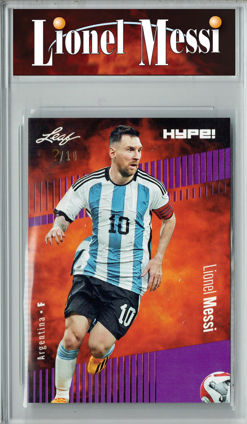 Certified Mint+ Lionel Messi 2023 Leaf HYPE #130 Purple SP, Just 10 Made Rare Trading Card Argentina