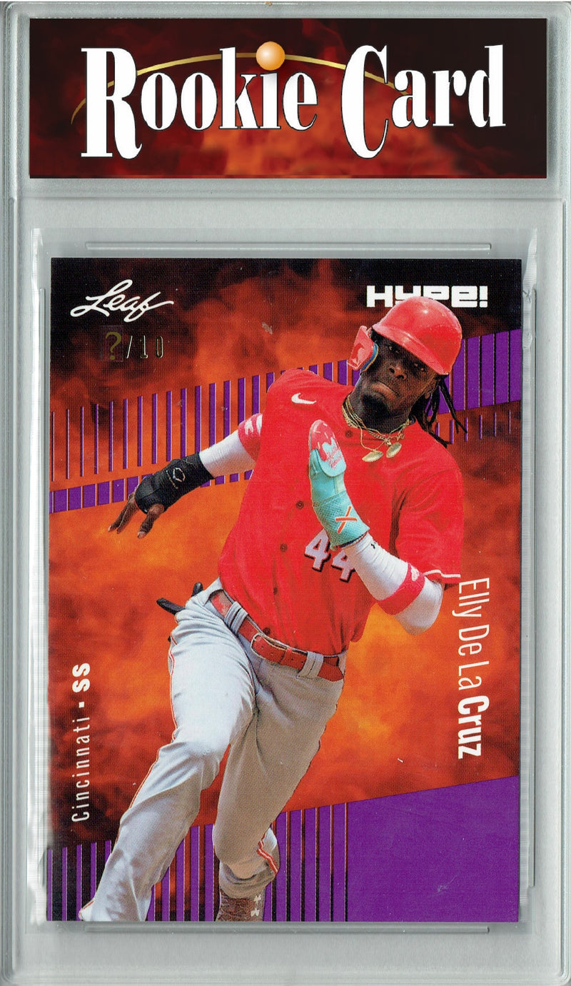 Certified Mint+ Elly De La Cruz 2023 Leaf HYPE! #115 Purple SP, Just 10 Made Rookie Card