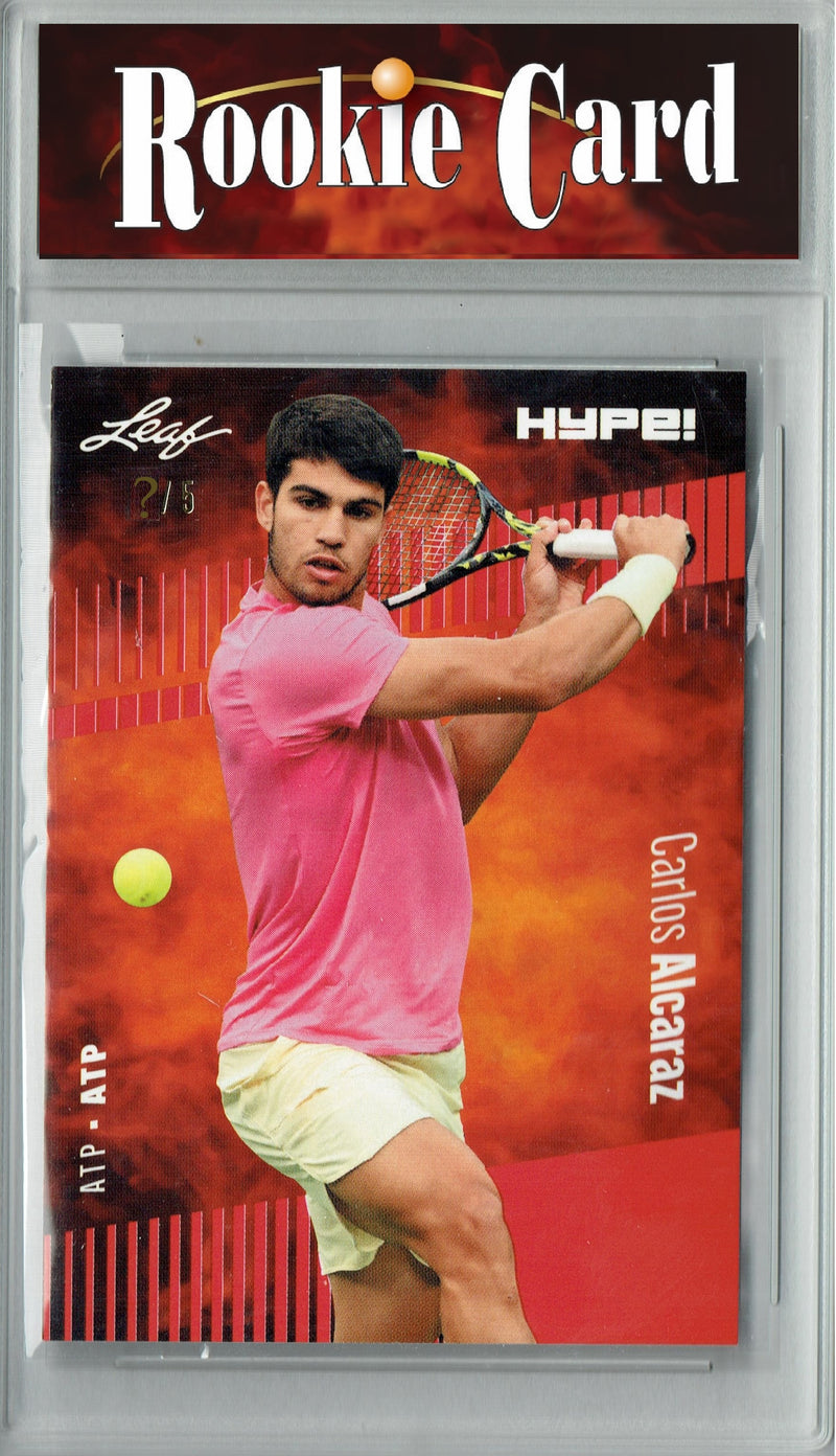 Certified Mint+ Carlos Alcaraz 2023 Leaf HYPE #108A Red SP, Just 5 Made Rare Rookie Card