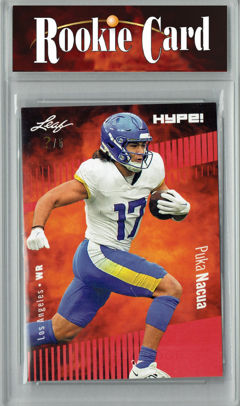 Puka Nacua Rookie Card Los Angeles Football Trading Card 2023 Leaf HYPE! #132A Red SP Just 5 Made  Certified Mint+