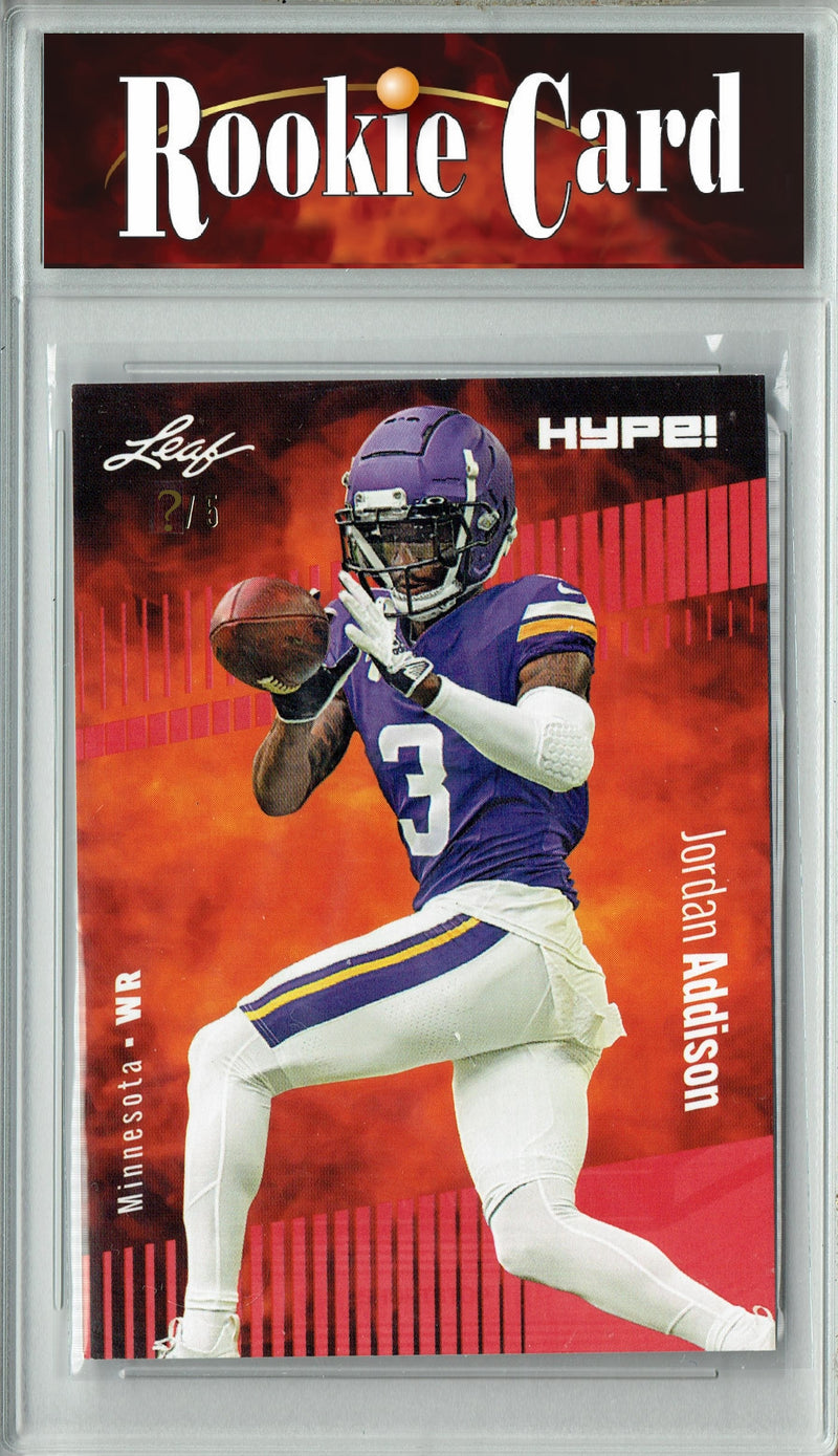 Jordan Addison Rookie Card Minnesota Football Trading Card 2023 Leaf HYPE! #127 Red SP Just 5 Made  Certified Mint+