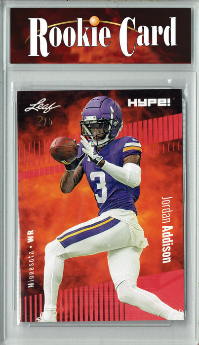 Certified Mint+ Jordan Addison 2023 Leaf HYPE! #127 Red SP, Just 5 Made Rookie Card