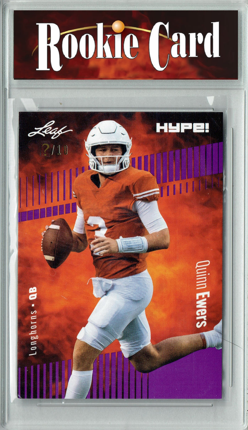 Quinn Ewers Rookie Card Texas Longhorns Football Trading Card 2023 Leaf HYPE! #133 Purple SP Just 10 Made  Certified Mint+